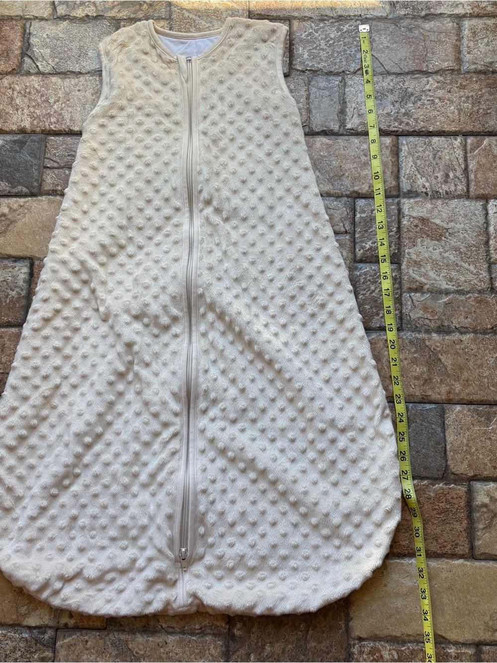 Baby In A Bag Cream Plush MinkyBaby Sleep Sack with Dot Texture and Front Zipper